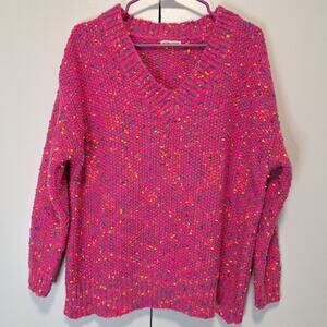 Mainstrip Womens Knit Confetti Pullover Sweater Pink Size Small
